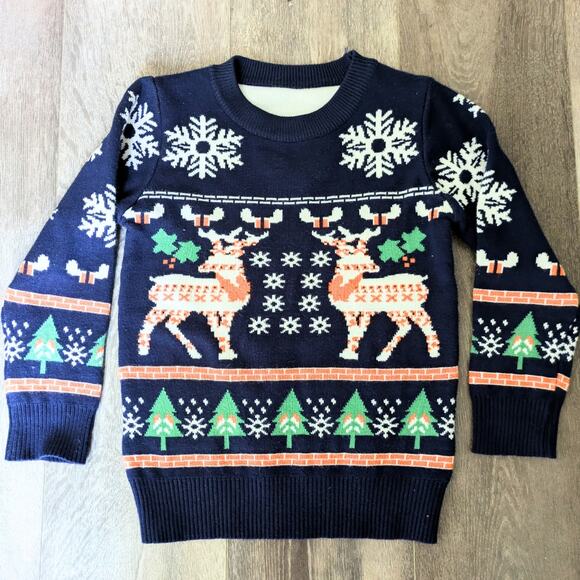 Toddler Boy's Christmas Print Crewneck Sweater - Size 4T - Picture 1 of 3